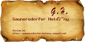 Gaunersdorfer Hetény névjegykártya